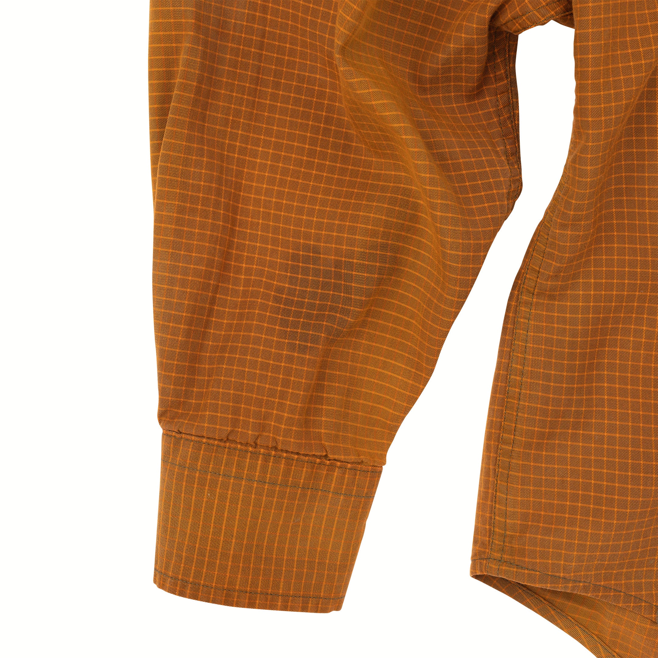 Recycled Button-Up Shirt - Orange Grid - L/XL