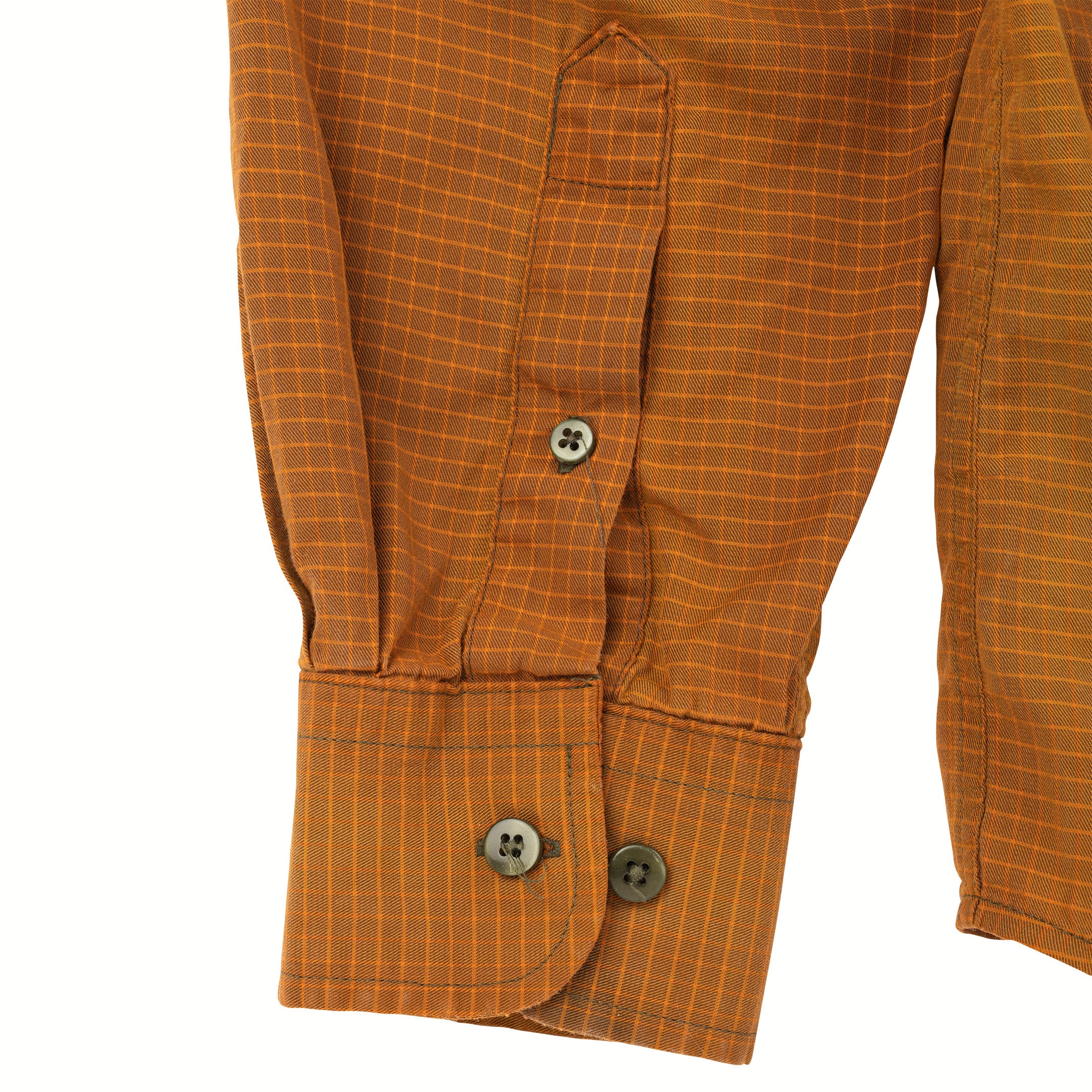 Recycled Button-Up Shirt - Orange Grid - L/XL