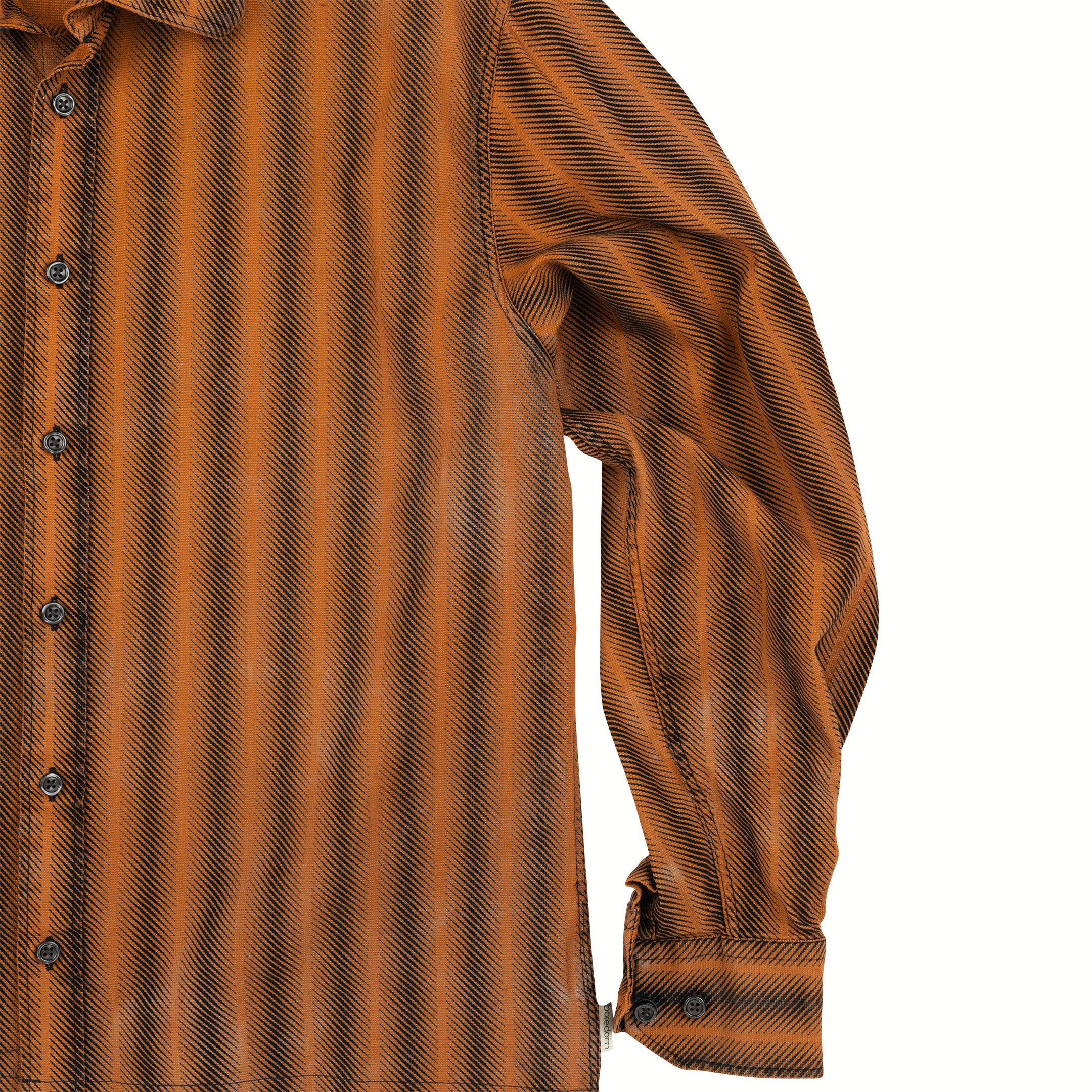 Recycled Button-Up Shirt - Orange Stripes - S/M