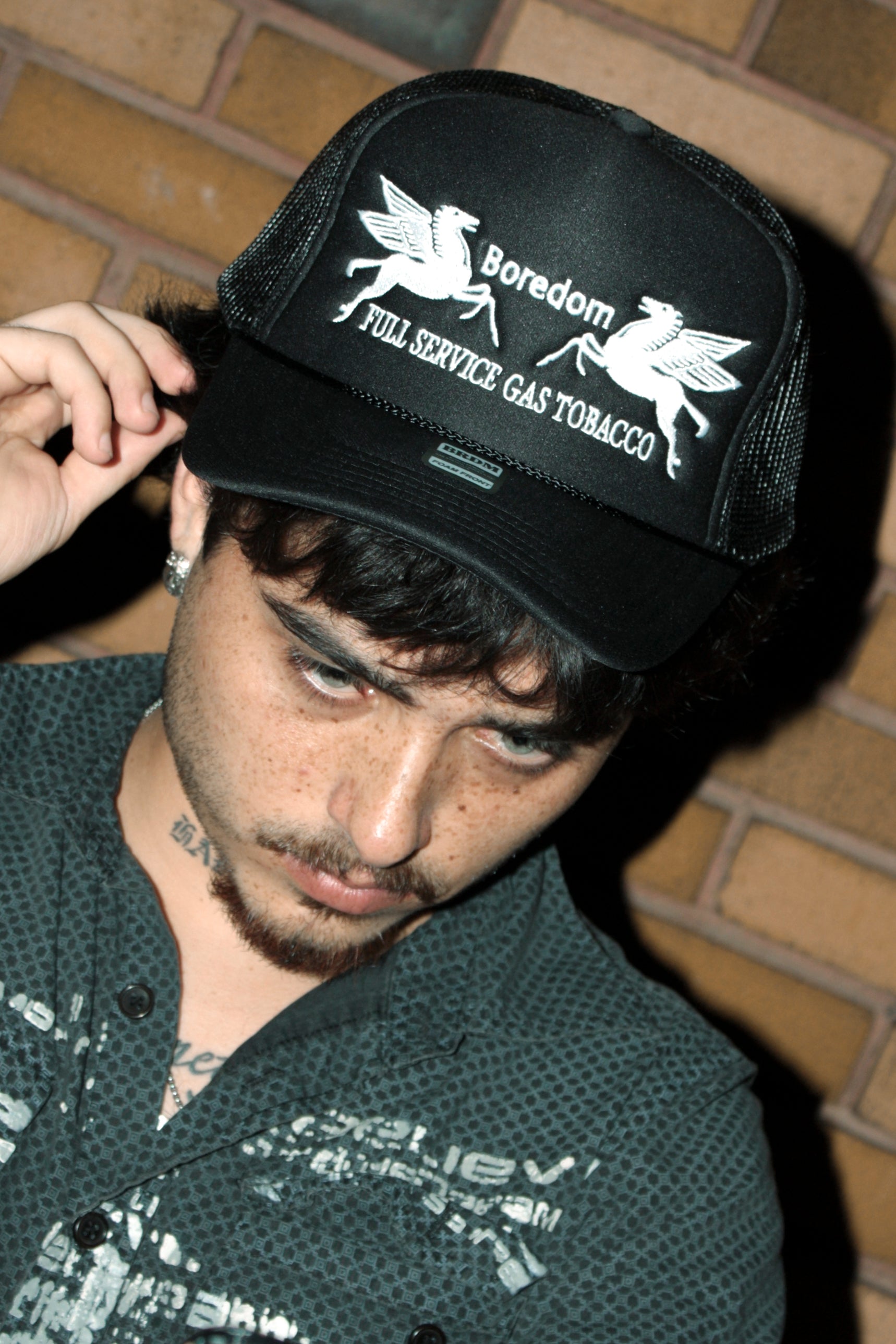 Gas Station Trucker Hat  - Black / White