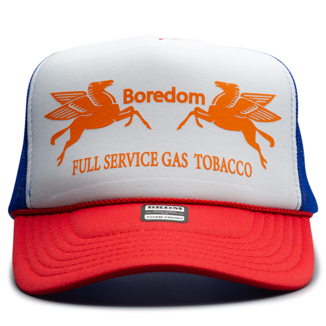 Gas Station Trucker Hat - Orange Cleaning Spray