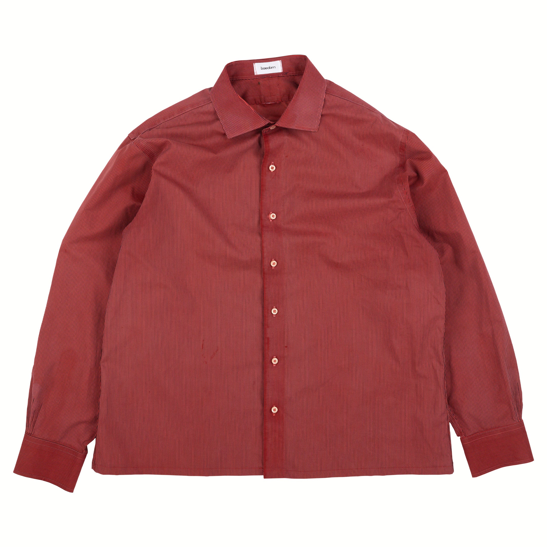 Recycled Button-Up Shirt - Red Stripe - L/XL