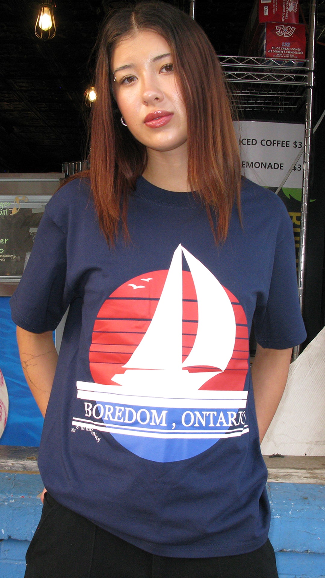 Boredom Souvenir T-Shirt- Navy Blue