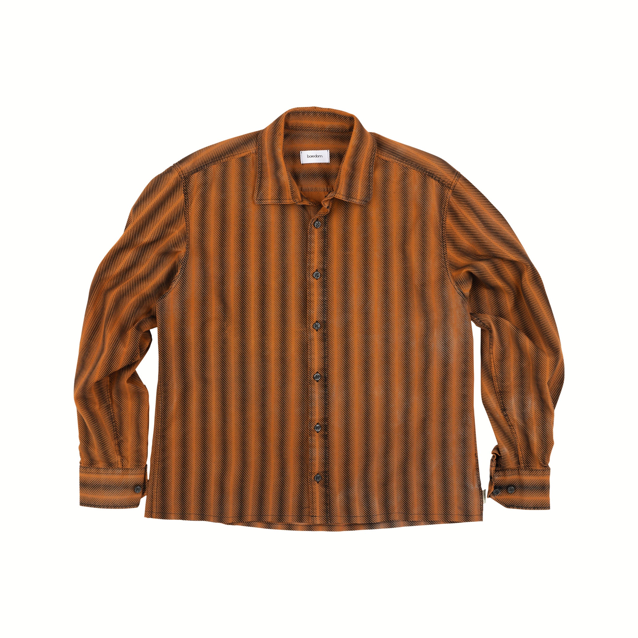 Recycled Button-Up Shirt - Orange Stripes - S/M