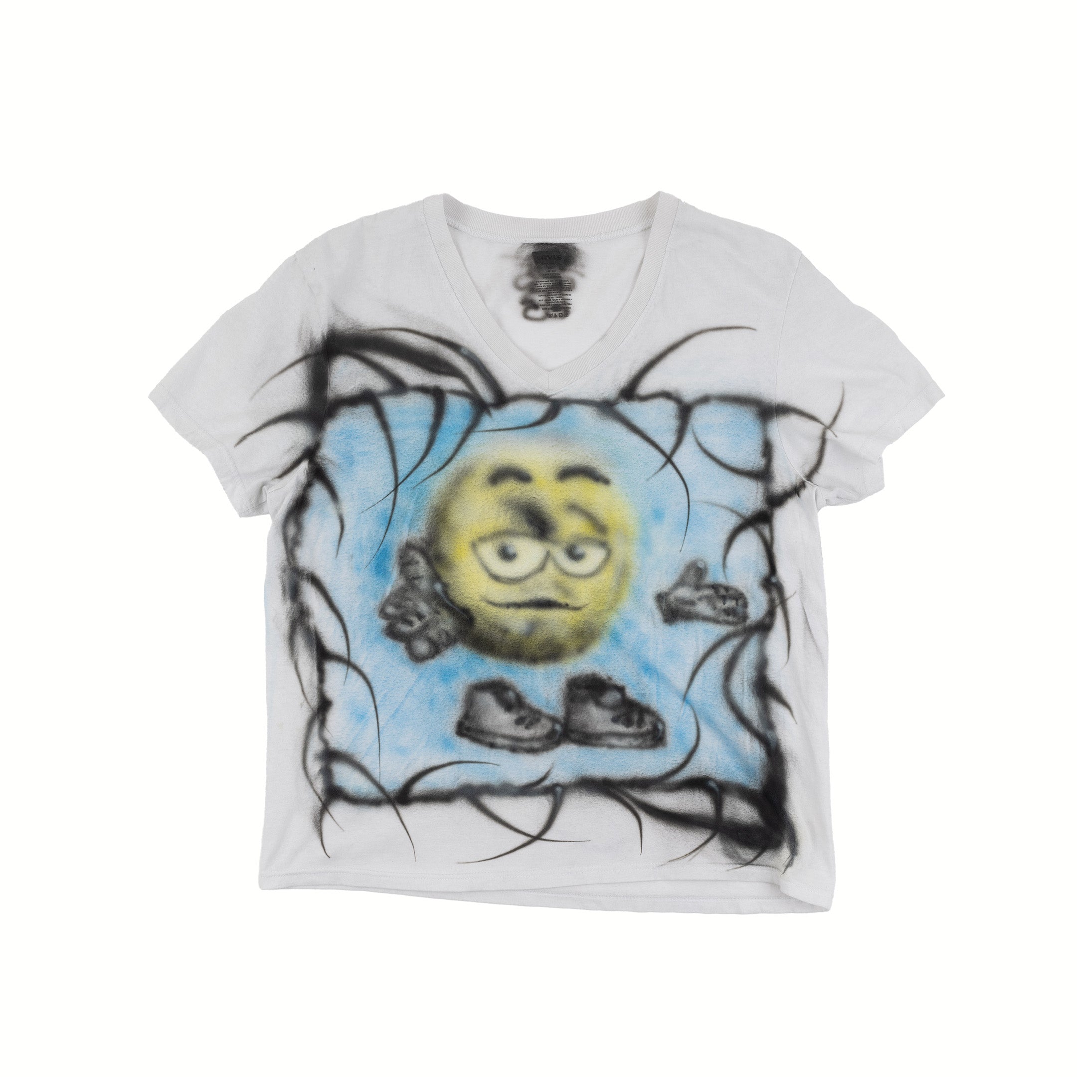 Painted V-Neck Shirt - White