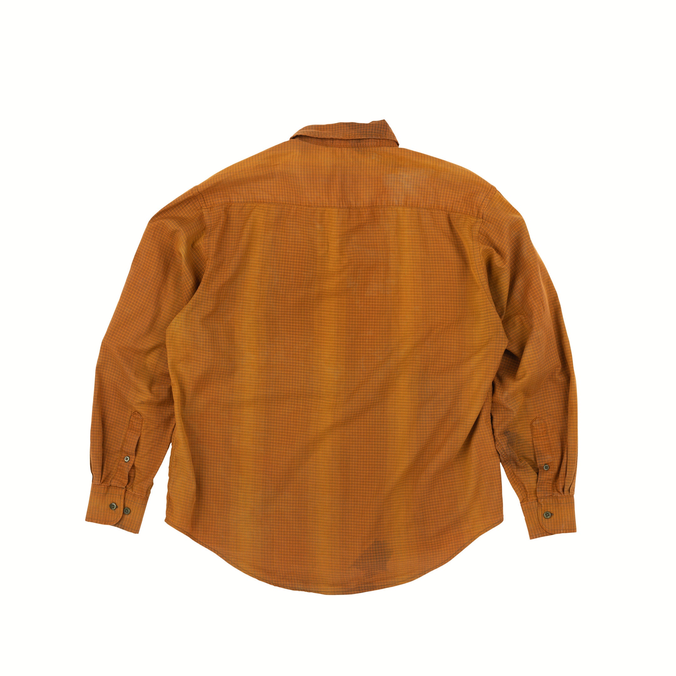 Recycled Button-Up Shirt - Orange Grid - L/XL