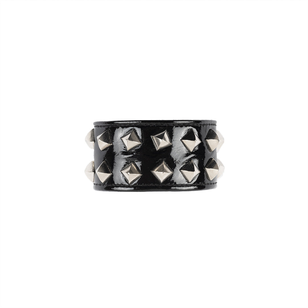 Studded Leather Bracelet  - Black