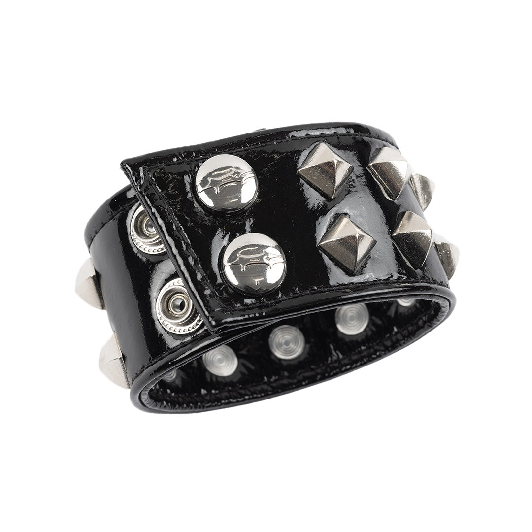 Studded Leather Bracelet  - Black