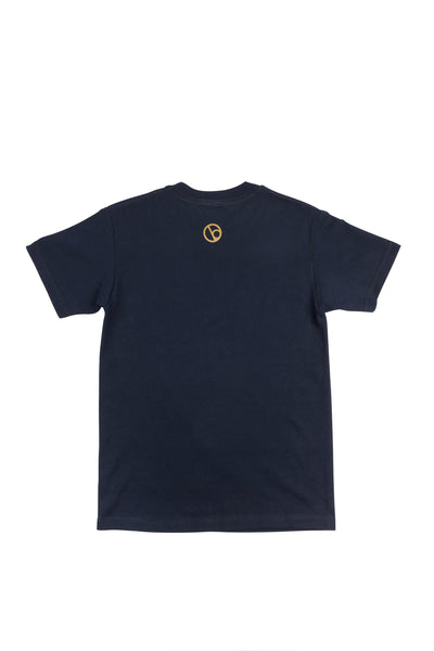 Script Logo T-Shirt - Navy Blue / Peanut Butter