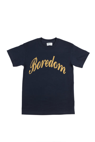 Script Logo T-Shirt - Navy Blue / Peanut Butter